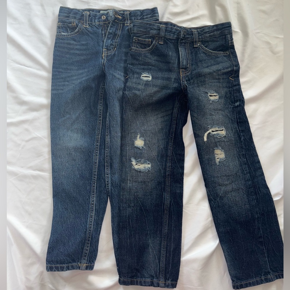 Cherokee Kids Blue Distressed Jeans Set of 2, Boys Ripped Jeans, Denim Pants,